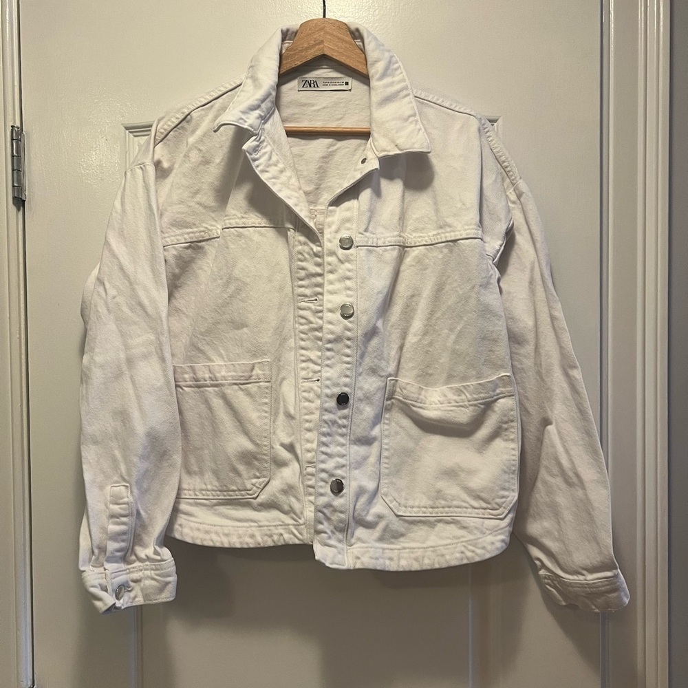 Zara White Denim Jacket